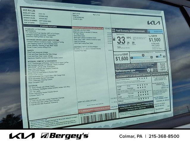 new 2025 Kia K4 car, priced at $23,882