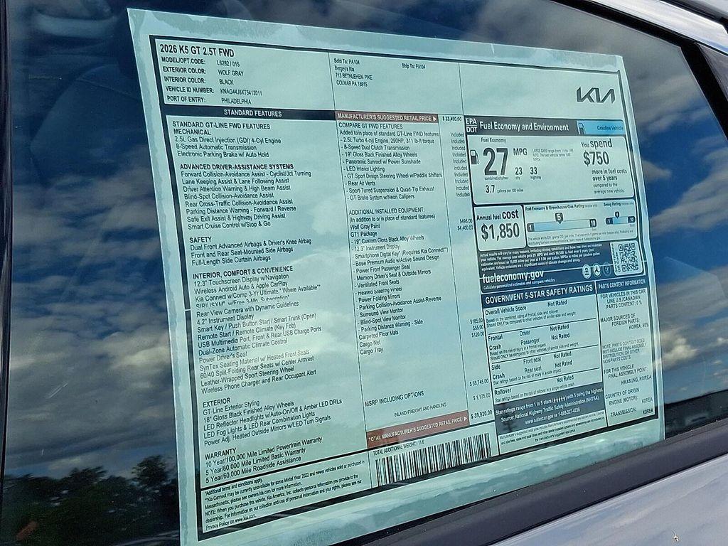 new 2026 Kia K5 car, priced at $37,823