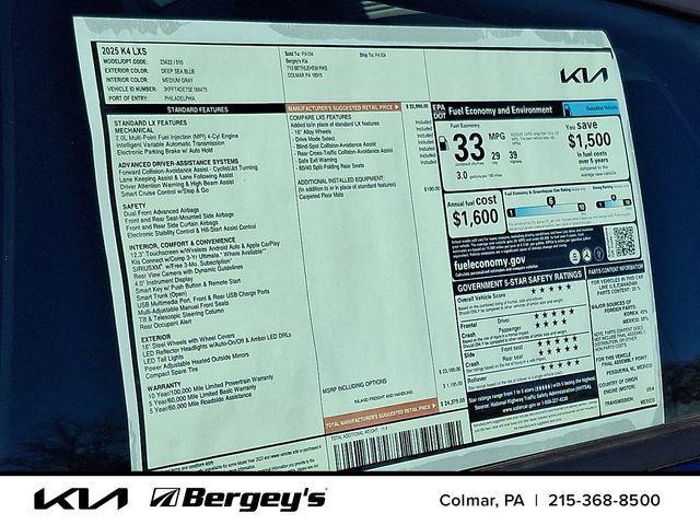 new 2025 Kia K4 car, priced at $23,882