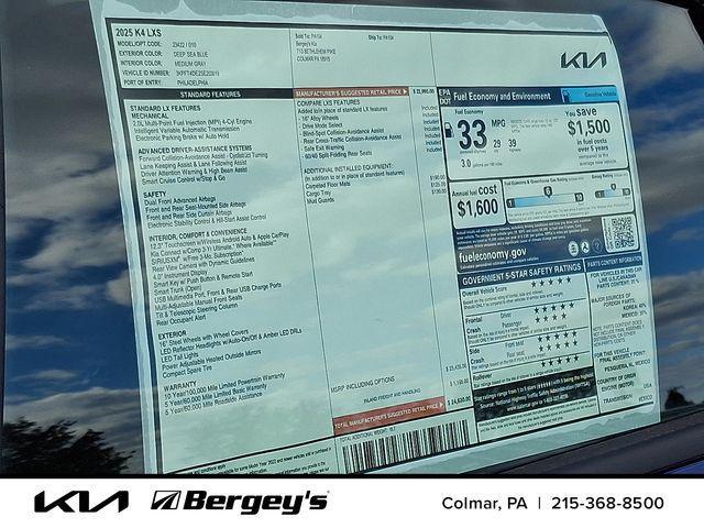 new 2025 Kia K4 car, priced at $24,096