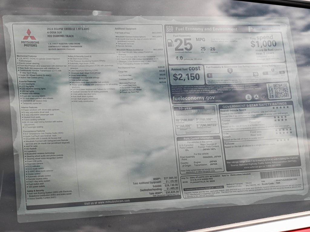 new 2024 Mitsubishi Eclipse Cross car, priced at $30,625