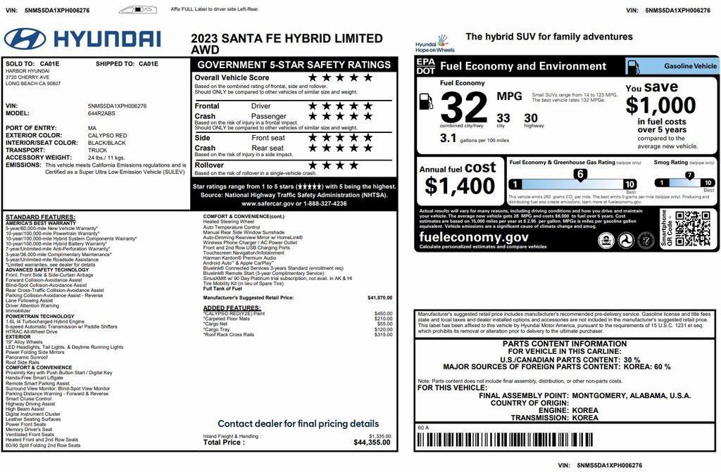 used 2023 Hyundai Santa Fe car, priced at $26,575