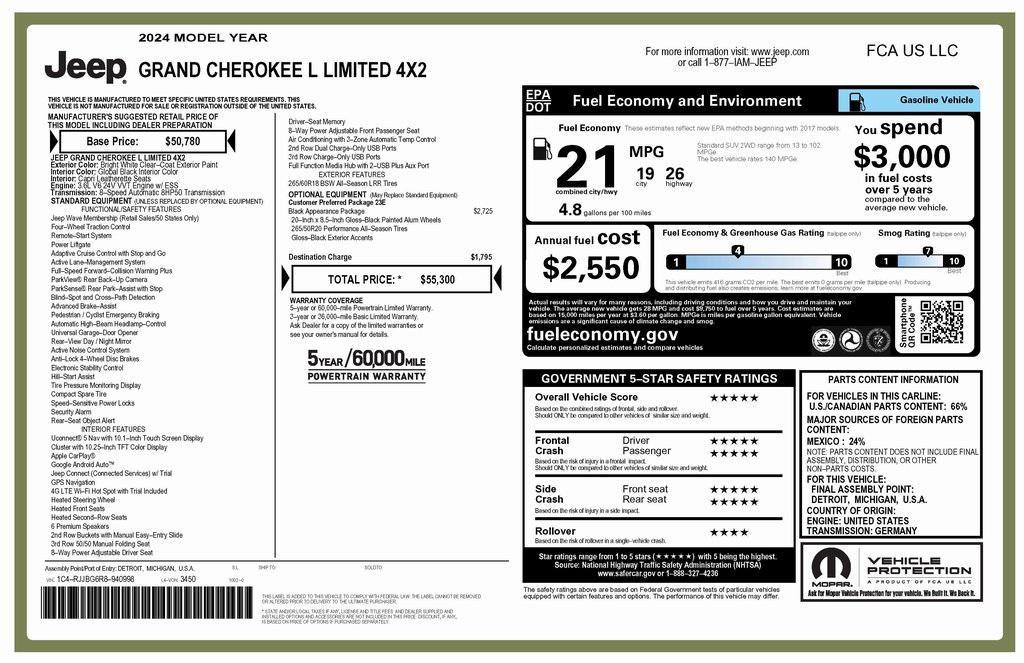 used 2024 Jeep Grand Cherokee L car, priced at $32,573