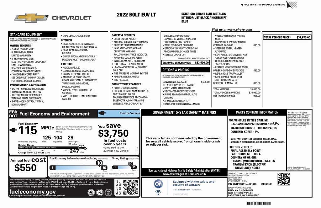 used 2022 Chevrolet Bolt EUV car, priced at $19,973