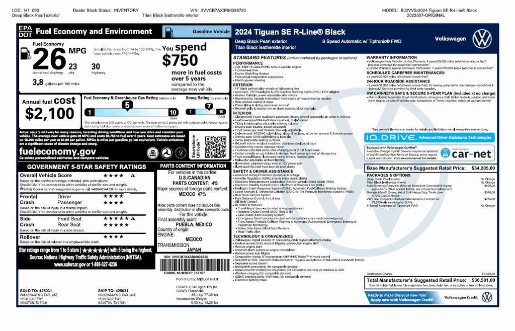 used 2024 Volkswagen Tiguan car, priced at $24,773