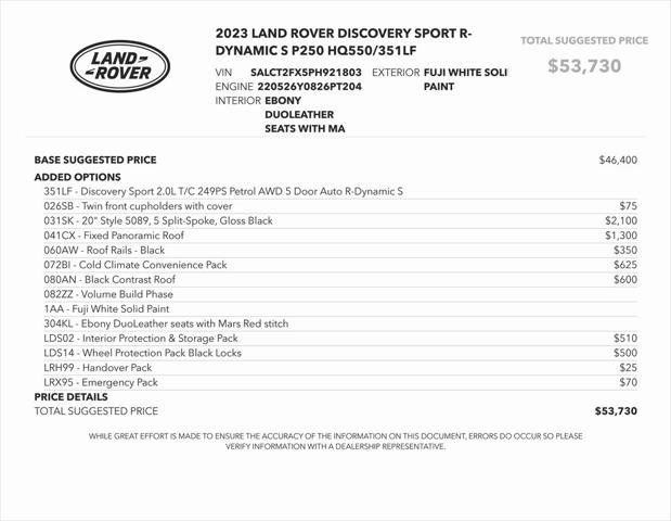 used 2023 Land Rover Discovery Sport car, priced at $30,973