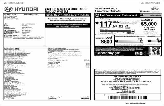 used 2023 Hyundai IONIQ 6 car, priced at $28,973