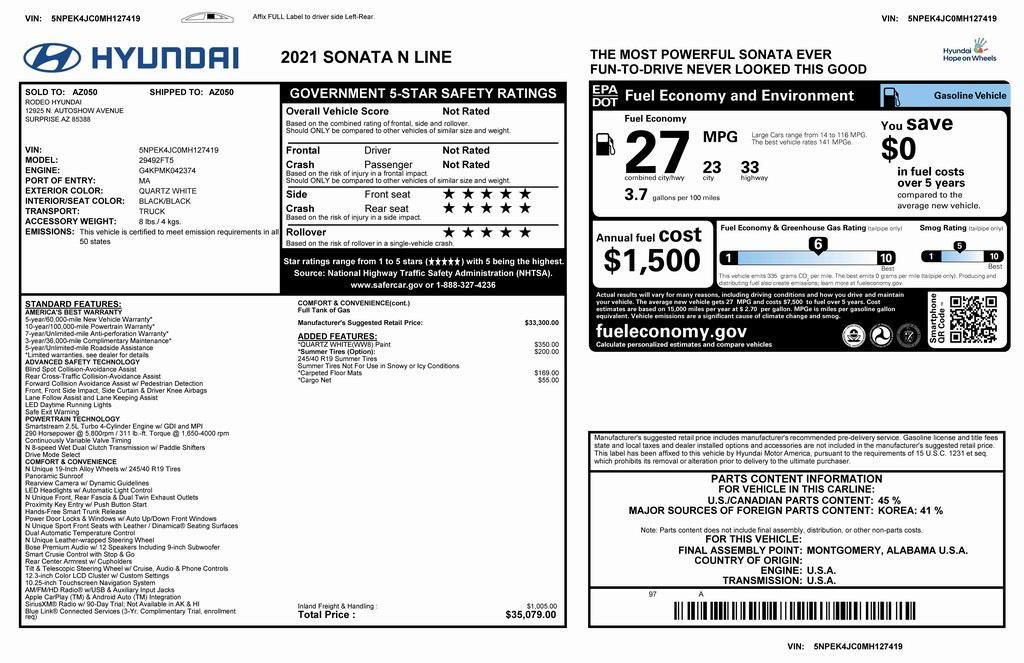 used 2021 Hyundai Sonata car, priced at $17,673