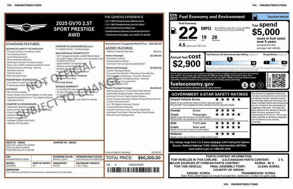 used 2025 Genesis GV70 car, priced at $40,573