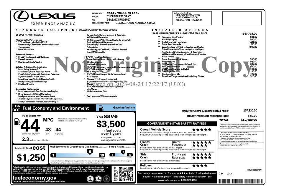 used 2024 Lexus ES 300h car, priced at $44,473