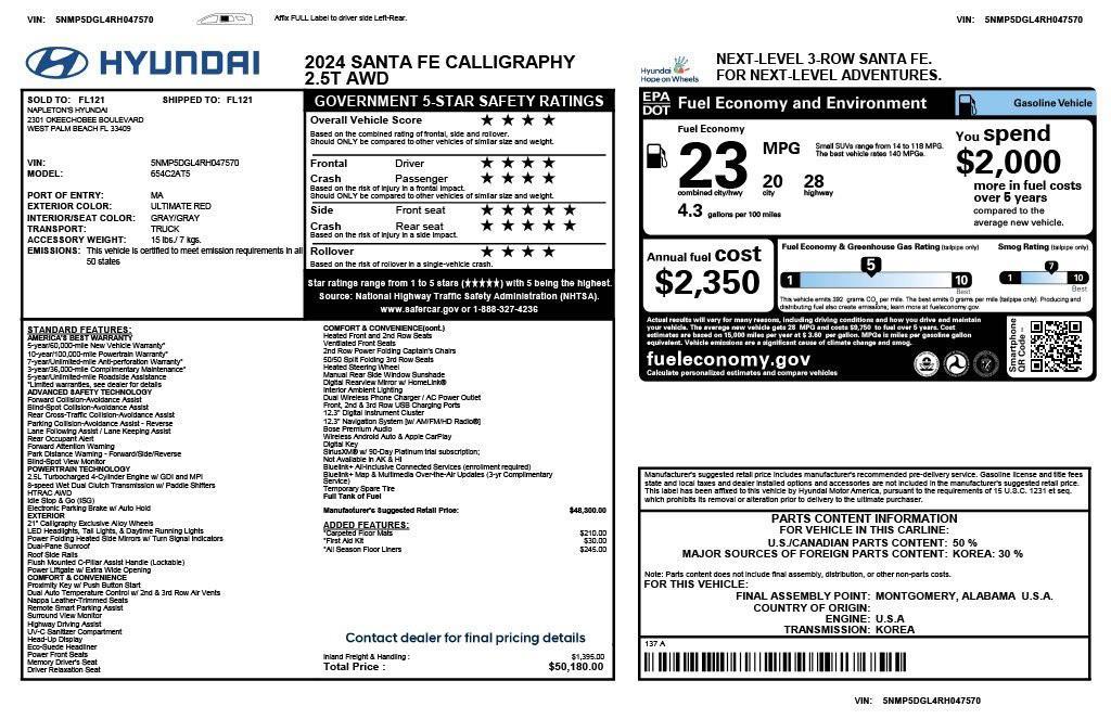 used 2024 Hyundai Santa Fe car, priced at $32,975