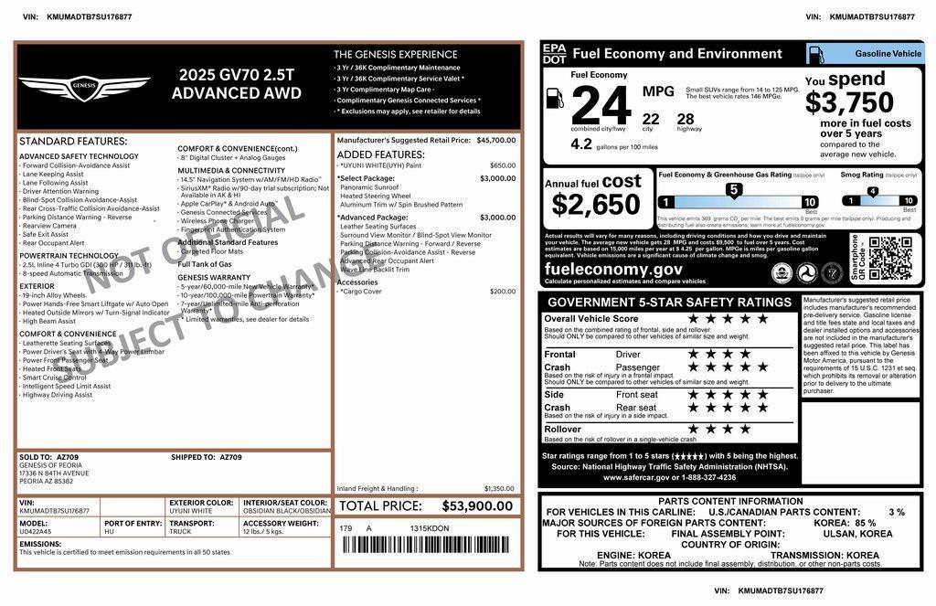 used 2025 Genesis GV70 car, priced at $37,575