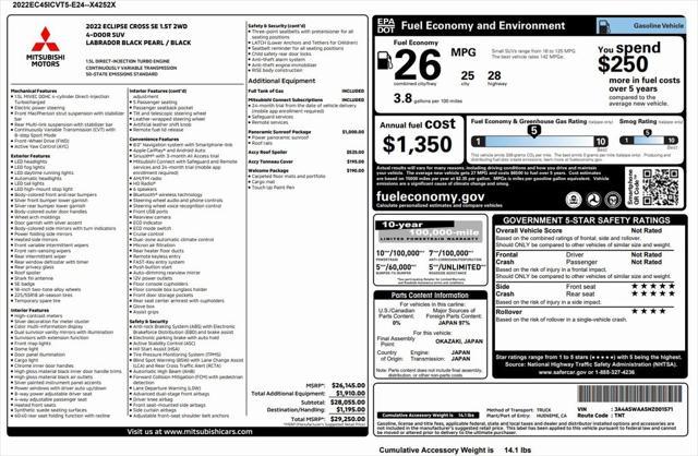 used 2022 Mitsubishi Eclipse Cross car, priced at $20,573