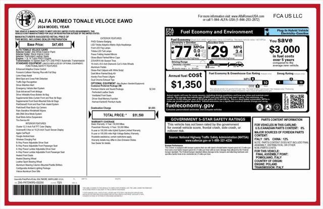 used 2024 Alfa Romeo Tonale car, priced at $30,575