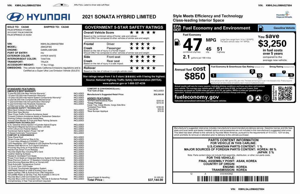 used 2021 Hyundai Sonata car, priced at $19,975