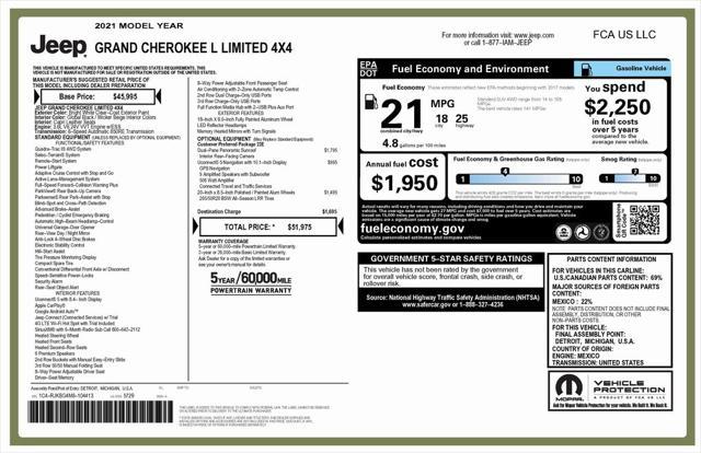 used 2021 Jeep Grand Cherokee L car, priced at $32,575