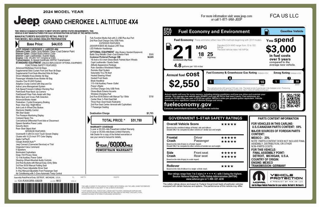 used 2024 Jeep Grand Cherokee L car, priced at $31,573