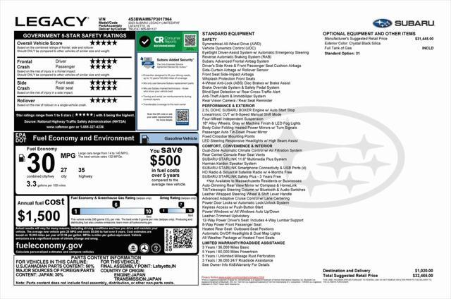 used 2023 Subaru Legacy car, priced at $28,973