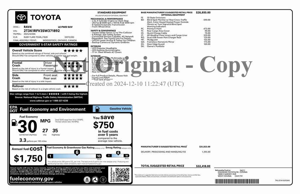 used 2025 Toyota RAV4 car, priced at $26,473