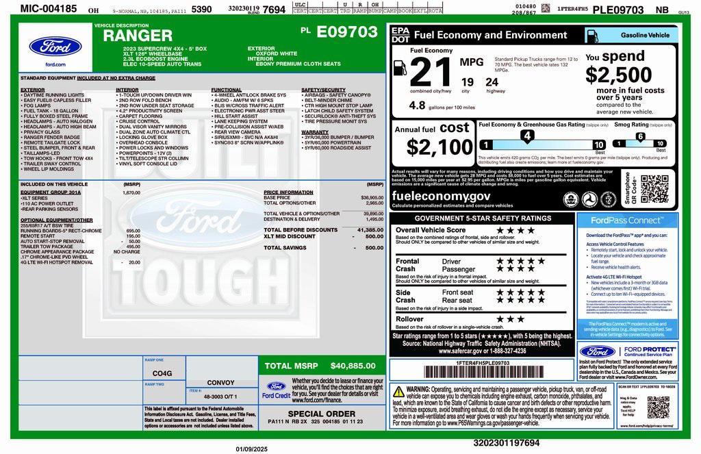used 2023 Ford Ranger car, priced at $29,973