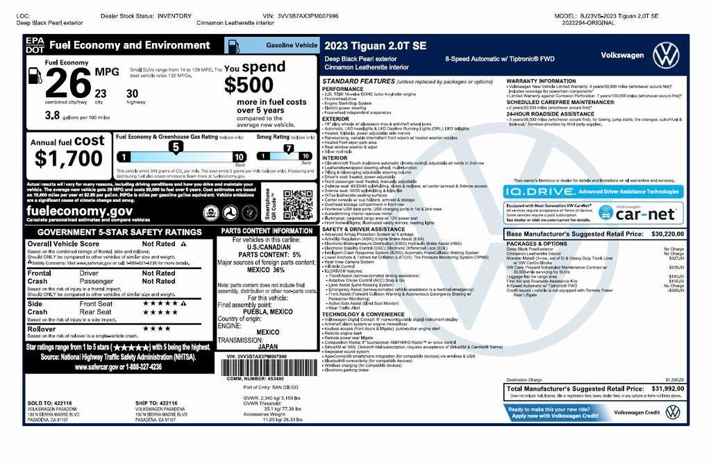 used 2023 Volkswagen Tiguan car, priced at $20,973