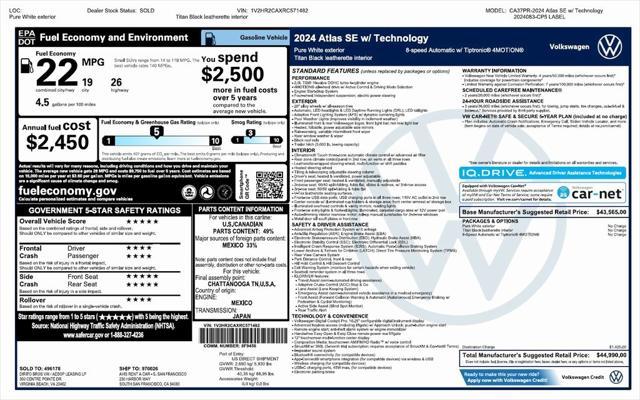 used 2024 Volkswagen Atlas car, priced at $33,973
