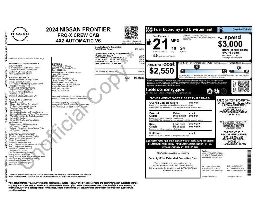 used 2024 Nissan Frontier car, priced at $31,573