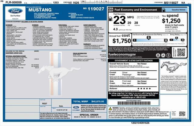 used 2021 Ford Mustang car, priced at $16,973