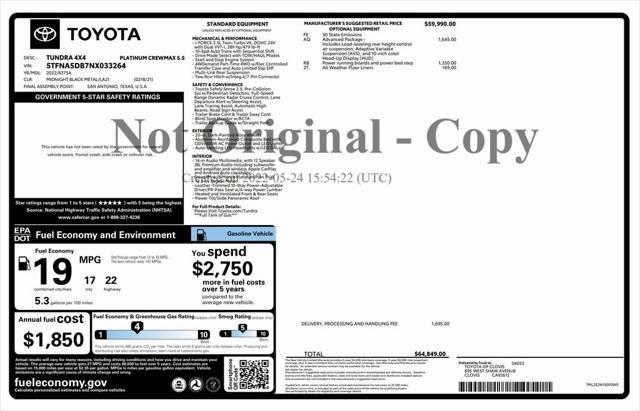 used 2022 Toyota Tundra car, priced at $54,973