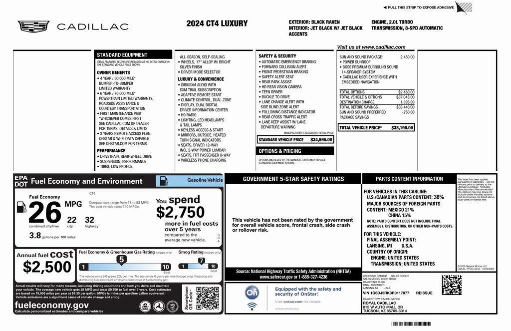 used 2024 Cadillac CT4 car, priced at $30,073