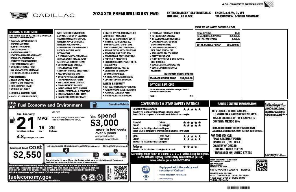 used 2024 Cadillac XT6 car, priced at $36,673