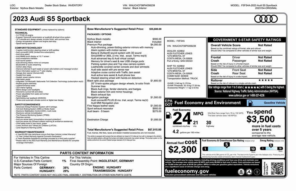 used 2023 Audi S5 car, priced at $45,075