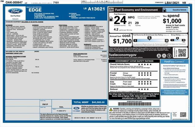 used 2020 Ford Edge car, priced at $16,973