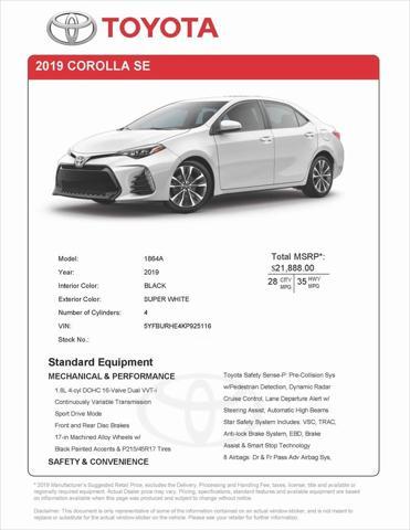 used 2019 Toyota Corolla car, priced at $14,995