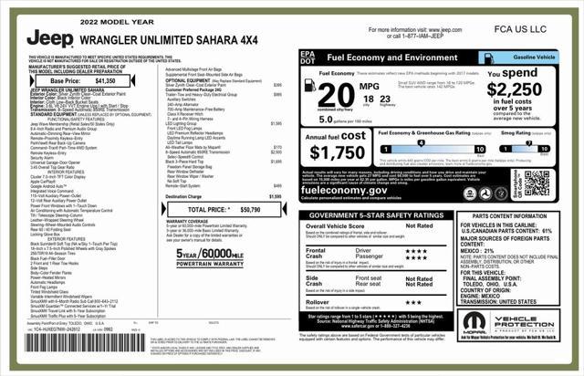 used 2022 Jeep Wrangler Unlimited car, priced at $36,573