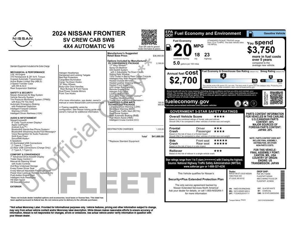 used 2024 Nissan Frontier car, priced at $28,973