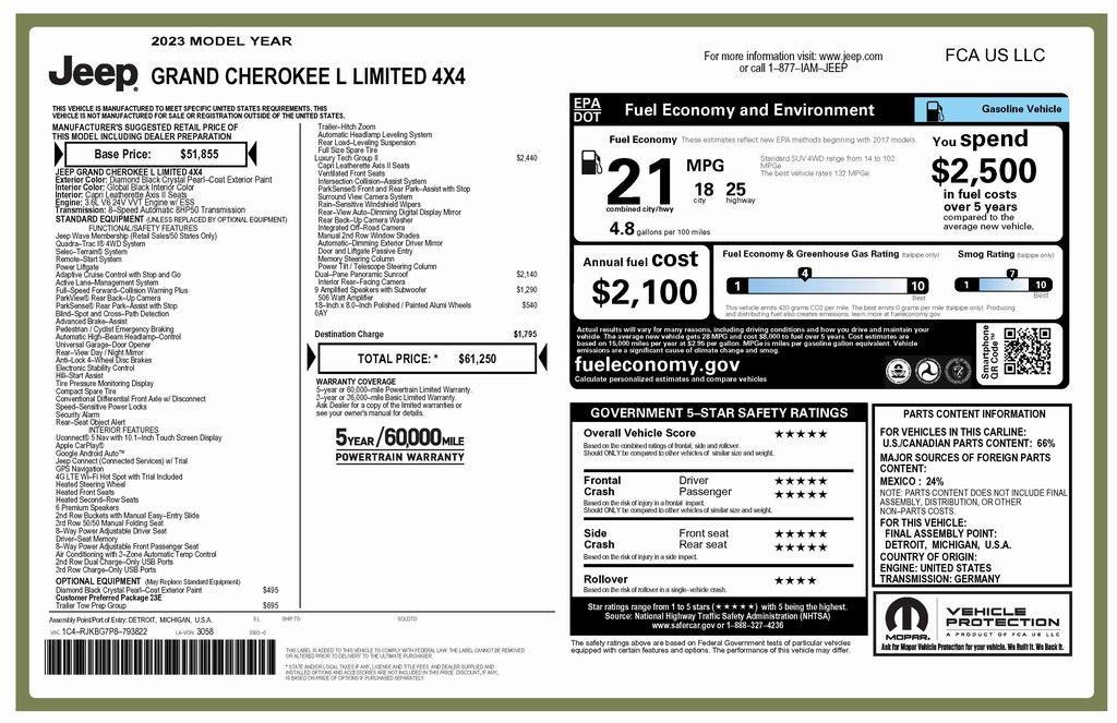 used 2023 Jeep Grand Cherokee L car, priced at $32,073