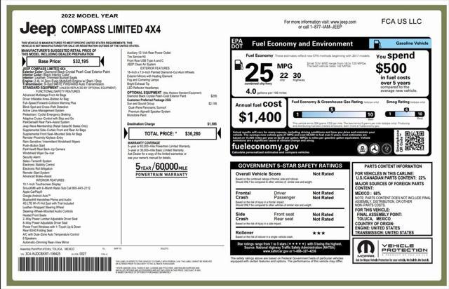 used 2022 Jeep Compass car, priced at $23,273