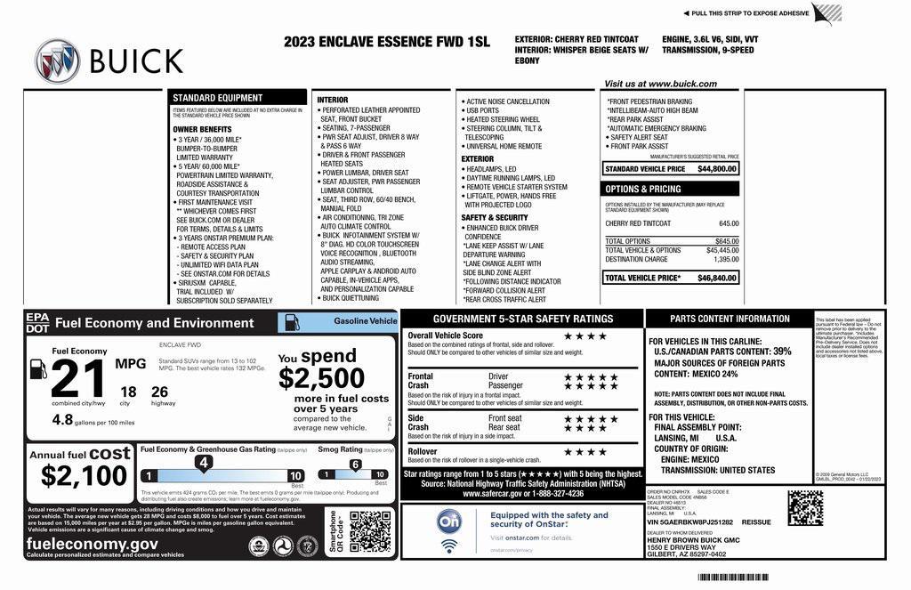 used 2023 Buick Enclave car, priced at $28,973