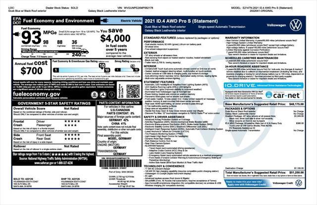 used 2021 Volkswagen ID.4 car, priced at $23,473