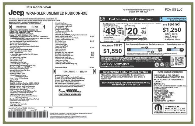 used 2022 Jeep Wrangler Unlimited 4xe car, priced at $37,073