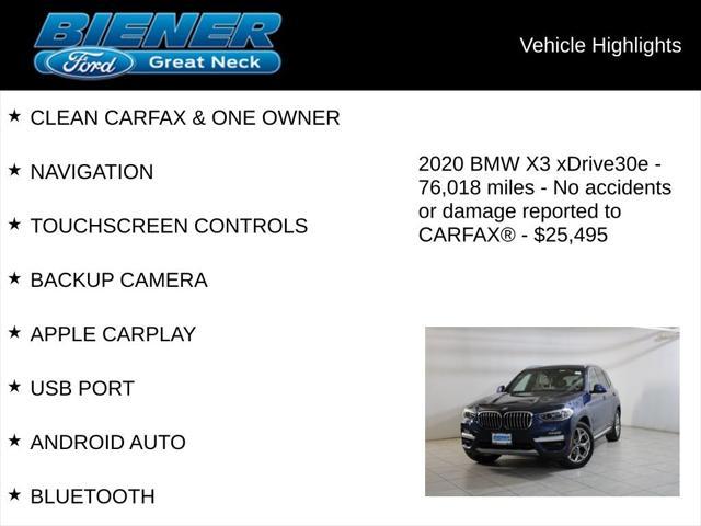 used 2020 BMW X3 PHEV car, priced at $25,495