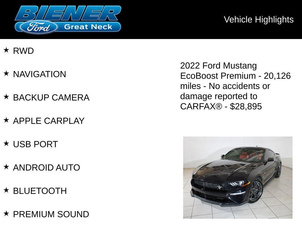 used 2022 Ford Mustang car, priced at $28,895