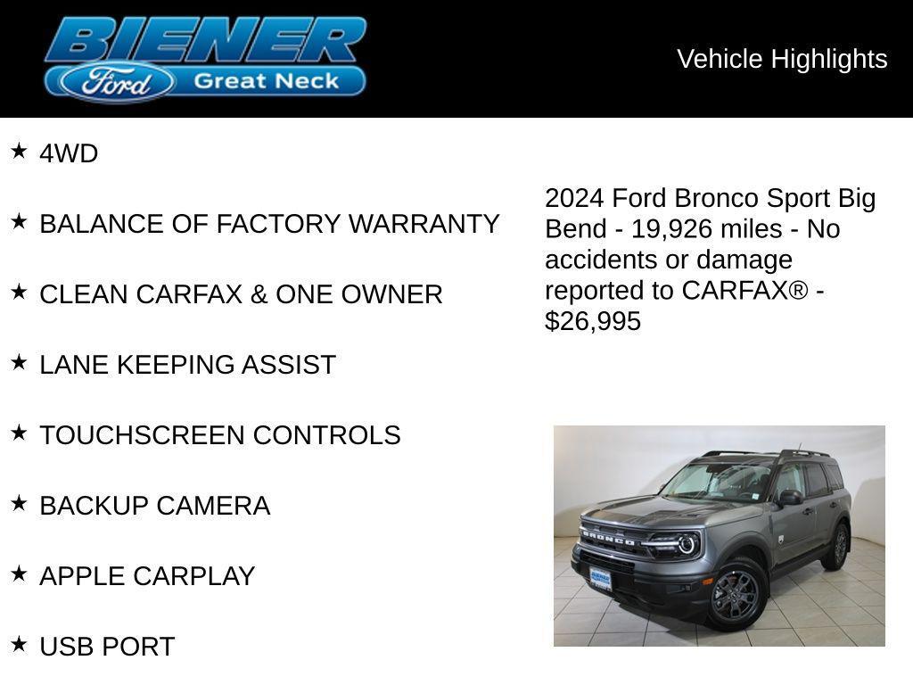 used 2024 Ford Bronco Sport car, priced at $26,995