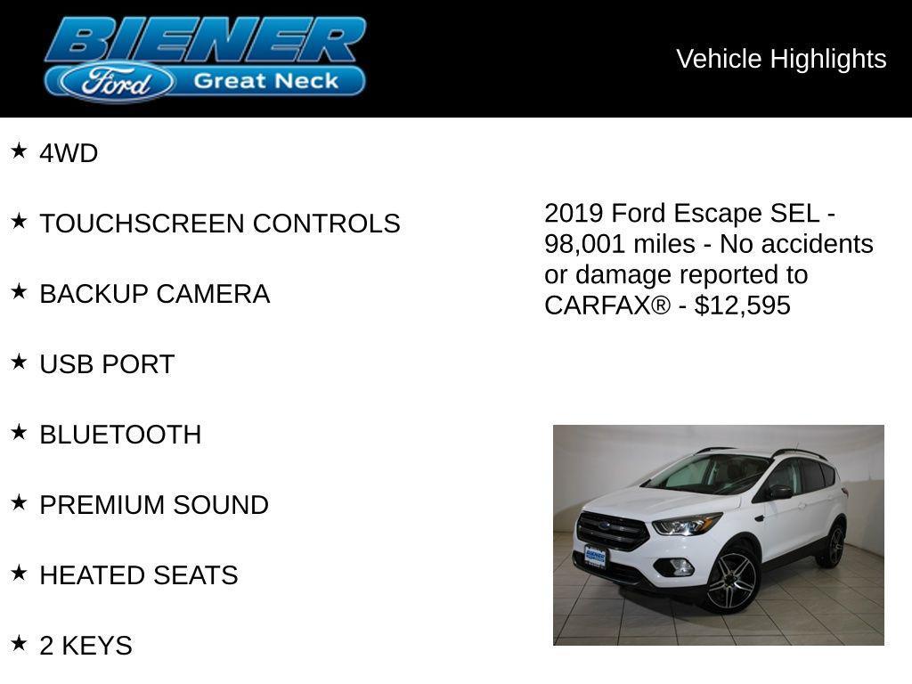 used 2019 Ford Escape car, priced at $12,595