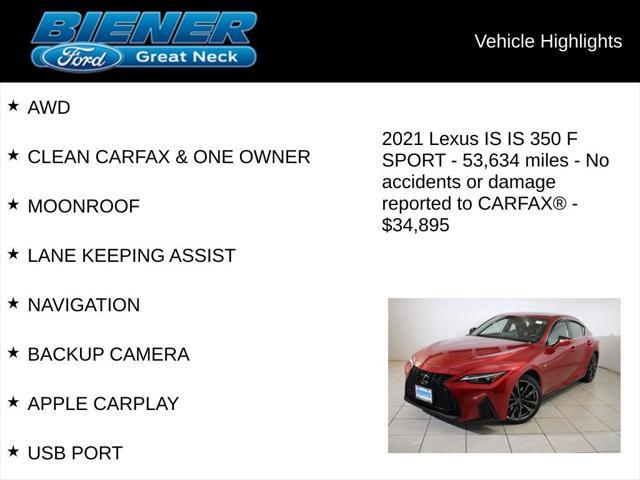 used 2021 Lexus IS 350 car, priced at $34,895