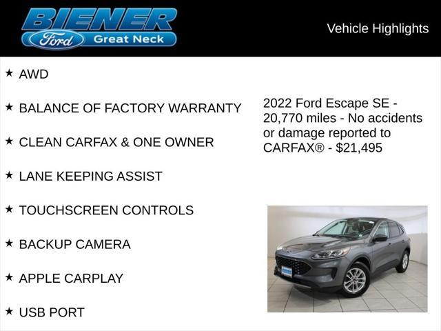 used 2022 Ford Escape car, priced at $21,495