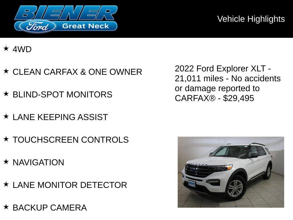 used 2022 Ford Explorer car, priced at $29,495