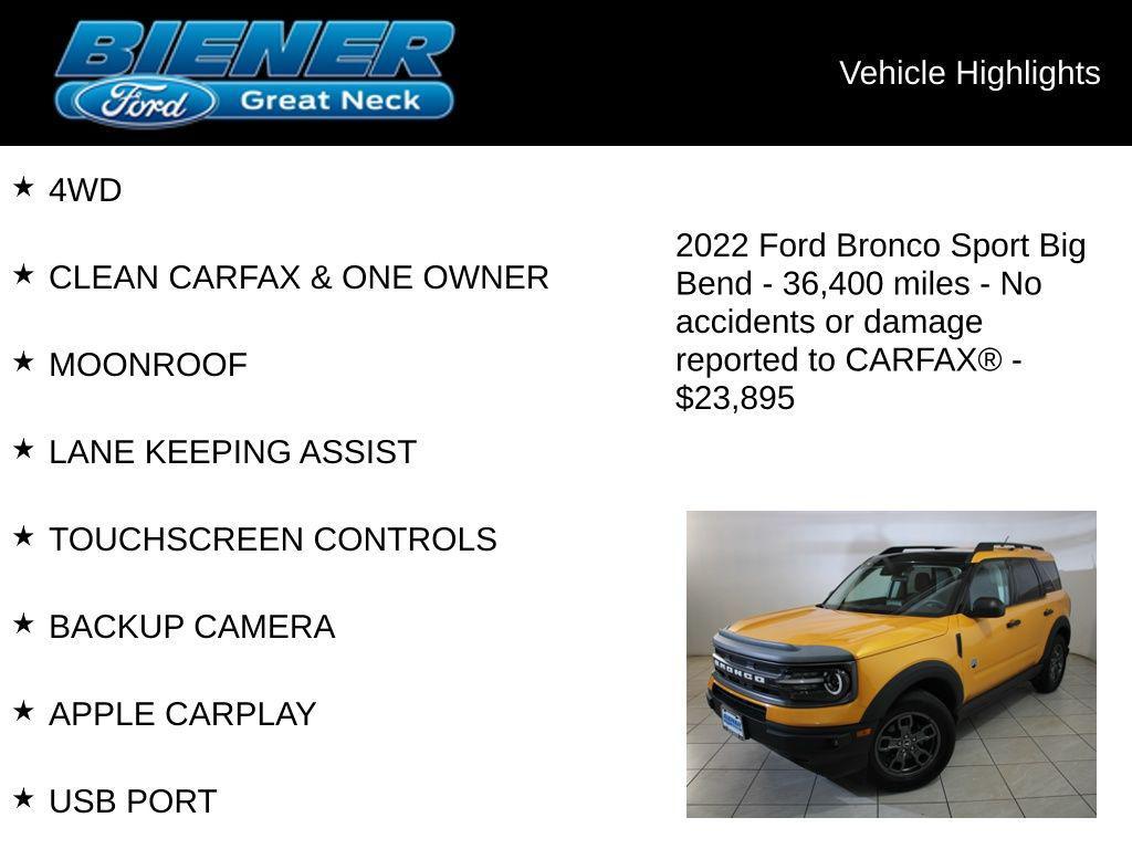 used 2022 Ford Bronco Sport car, priced at $23,895