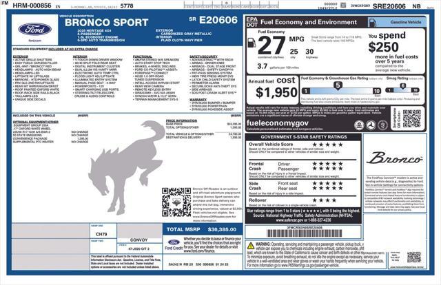 new 2025 Ford Bronco Sport car, priced at $34,385